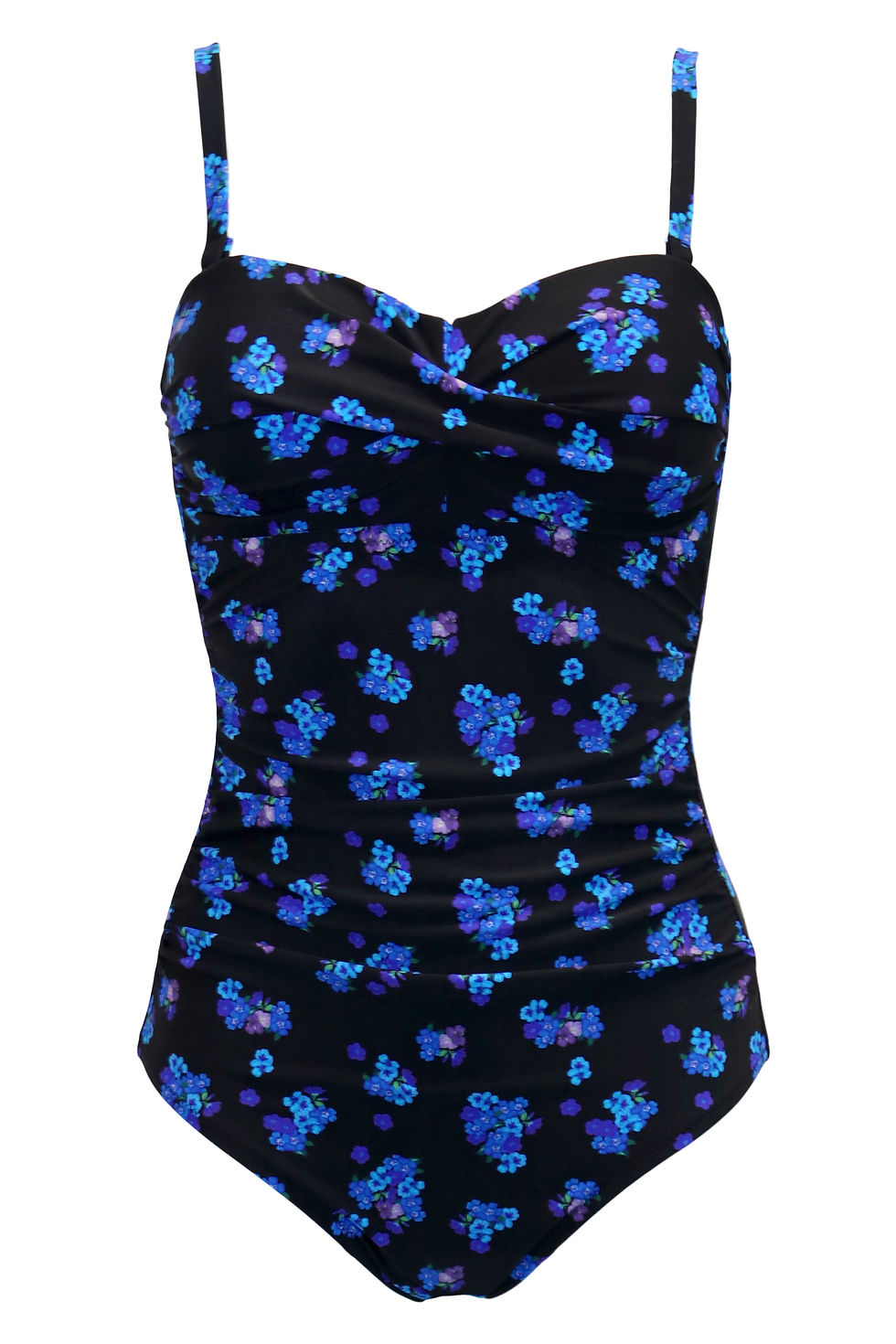 Pour Moi Free Spirit Strapless Tummy Control Swimsuit - Black Ditsy