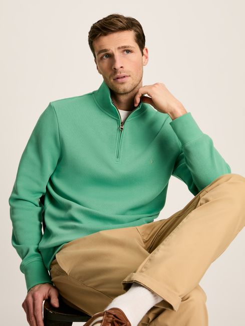Joules Alistair French Rib Quarter Neck Sweatshirt in Green