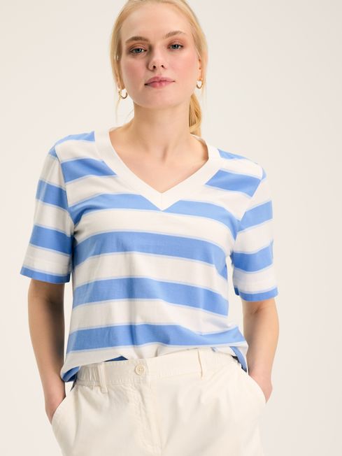 Joules Darcy V-Neck Tee in Blue Stripe