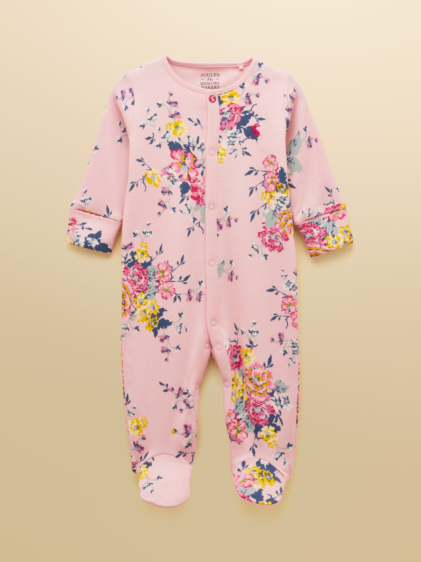 Joules Razamataz Cotton Babygrow in Pink Floral