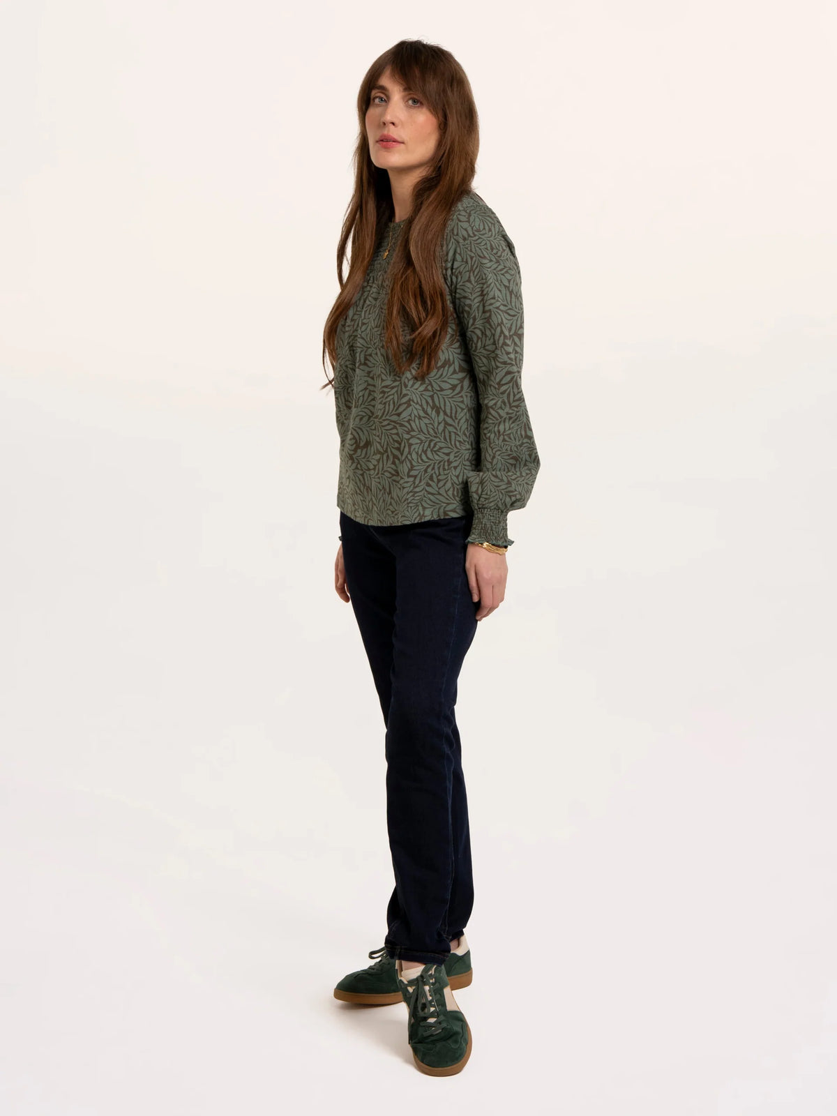 Brenda Smock Front Printed Long Sleeve T-Shirt