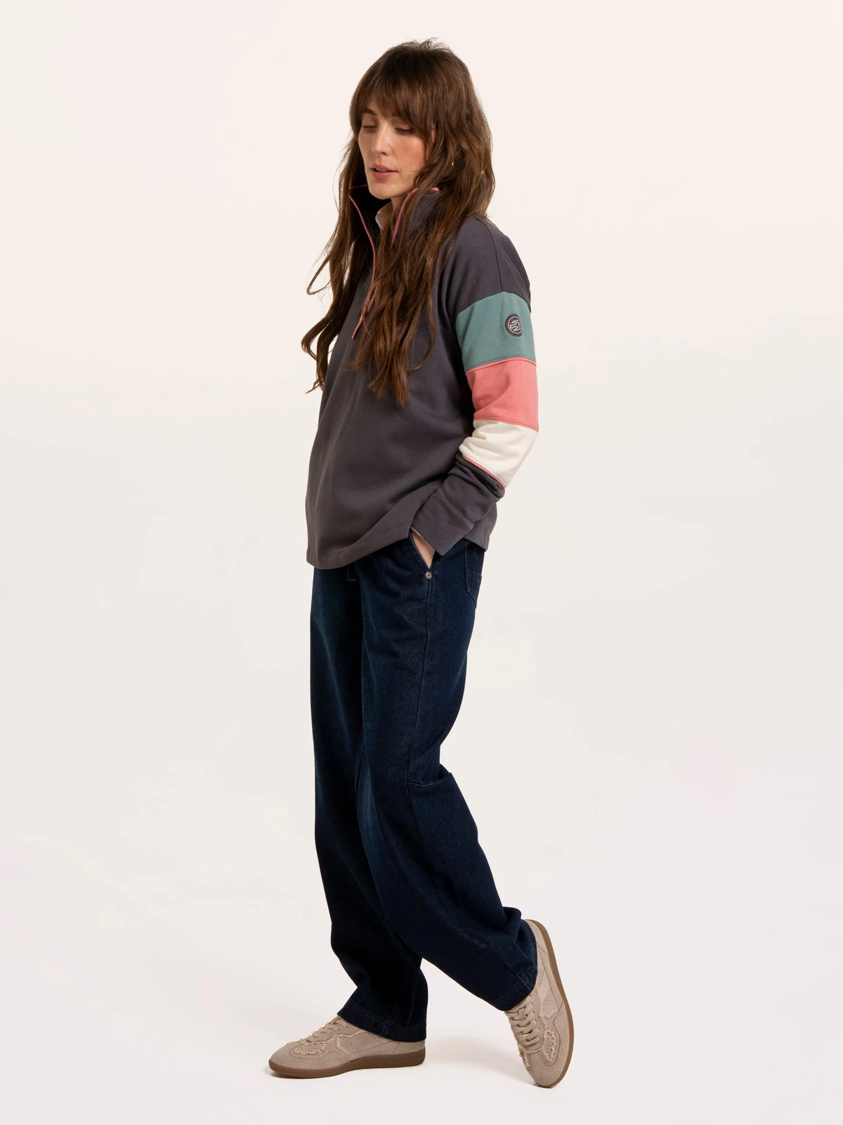 Brakeburn Wilverley Colour Block Sleeve 1/4 Zip Sweatshirt