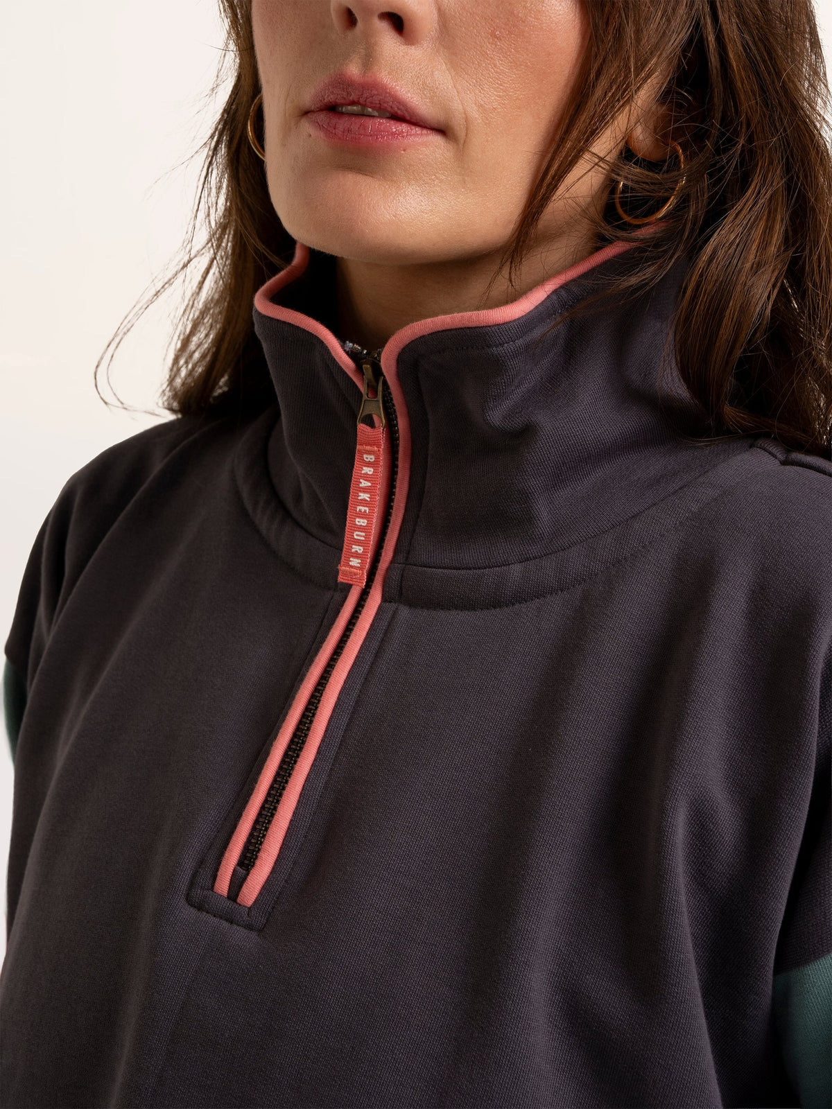 Brakeburn Wilverley Colour Block Sleeve 1/4 Zip Sweatshirt