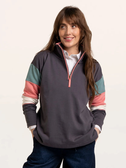 Brakeburn Wilverley Colour Block Sleeve 1/4 Zip Sweatshirt