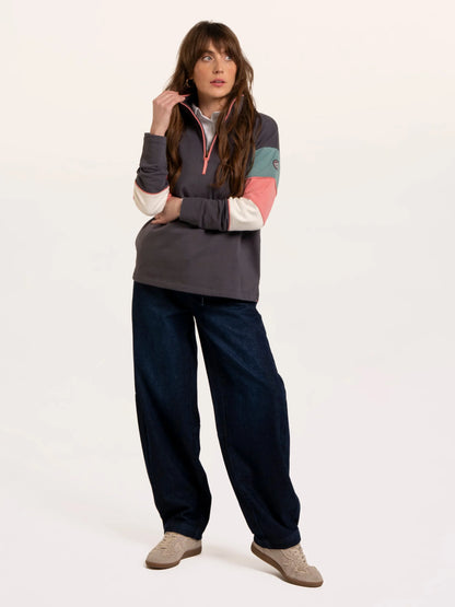 Brakeburn Wilverley Colour Block Sleeve 1/4 Zip Sweatshirt