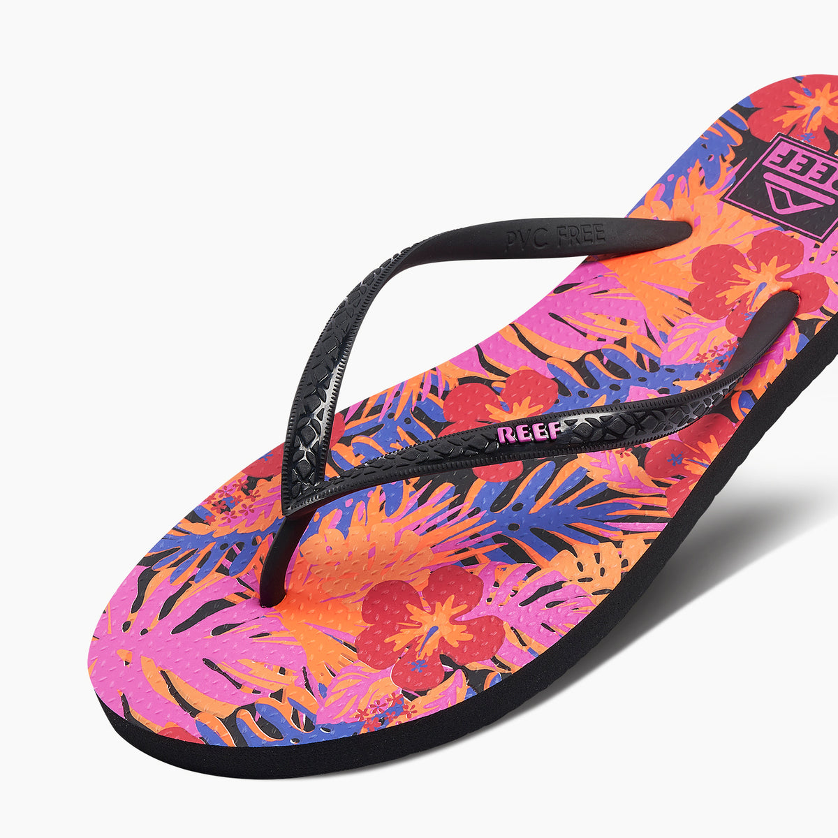 Reef Seaside Prints Flip Flops in Hibiscus Coral