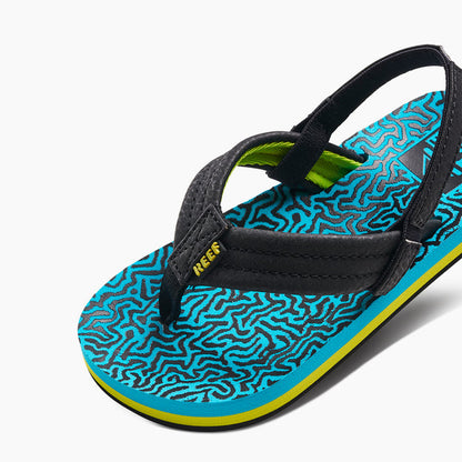 Reef Little Ahi Flip Flops in Blue Coral