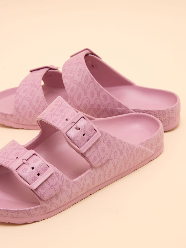 Joules Sunseeker Print Sliders in Pink