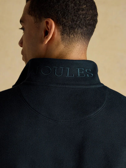 Joules Alistair Navy French Ribbed Knit Quarter Zip Sweatshirt