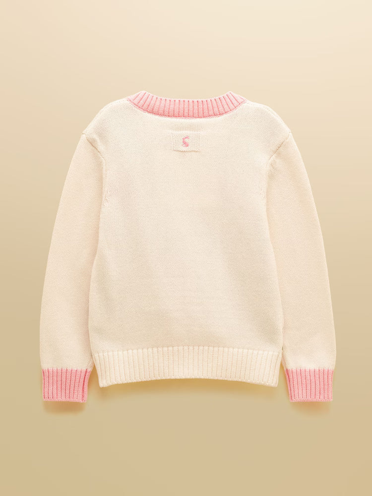 Joules Pippa Girls Cream Horse Knitted Cardigan