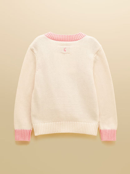 Joules Pippa Girls Cream Horse Knitted Cardigan