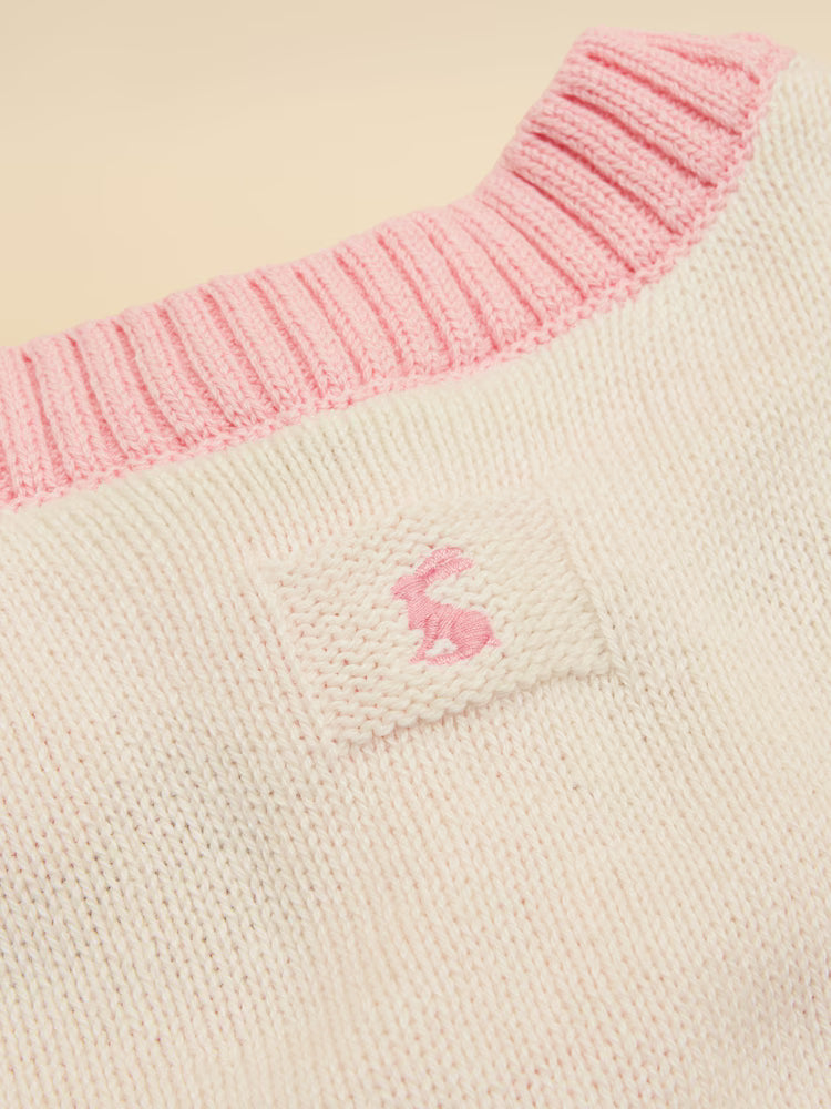 Joules Pippa Girls Cream Horse Knitted Cardigan