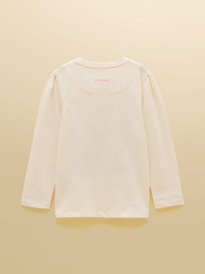 Joules Ava Girls Cream Applique Long Sleeve Tee