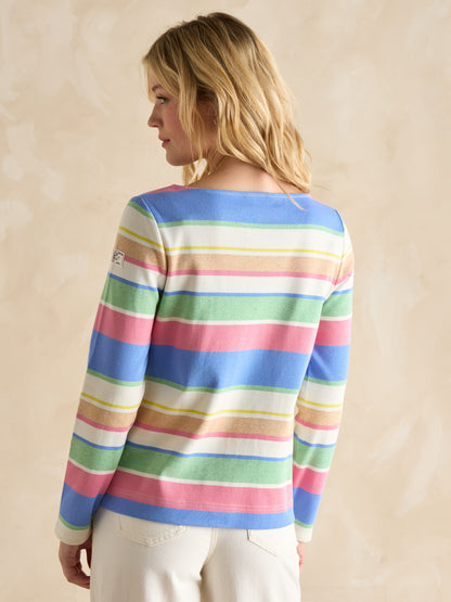 Joules Harbour Multi Boat Neck Printed Top in Multi