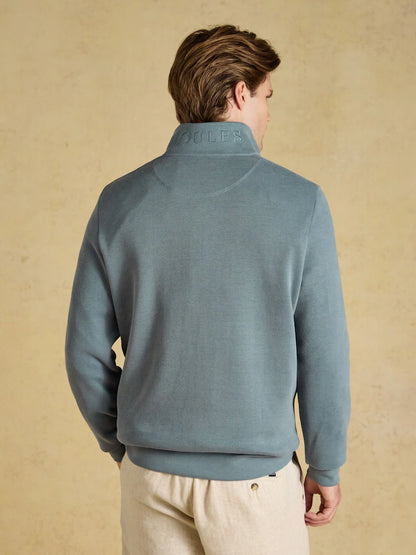 Joules Alistair Blue French Ribbed Knit Quarter Zip Sweatshirt
