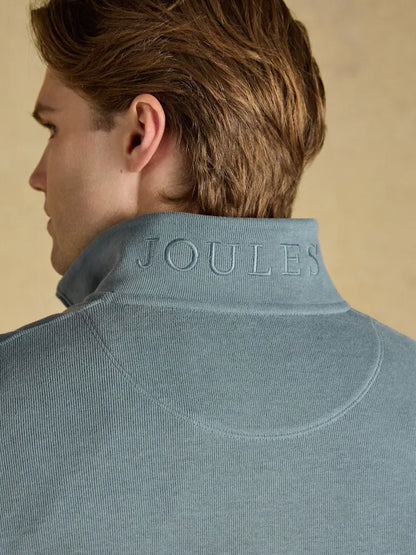 Joules Alistair Blue French Ribbed Knit Quarter Zip Sweatshirt