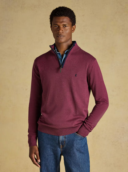 Joules Hillside Plum Quarter Zip Knitted Jumper