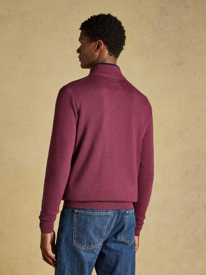 Joules Hillside Plum Quarter Zip Knitted Jumper