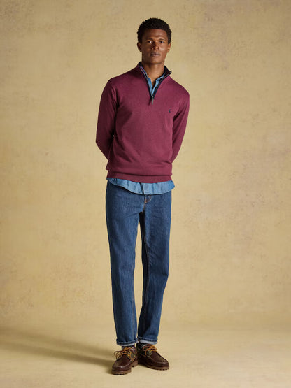 Joules Hillside Plum Quarter Zip Knitted Jumper