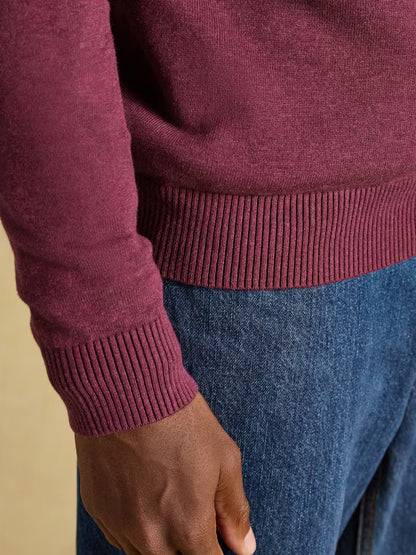 Joules Hillside Plum Quarter Zip Knitted Jumper