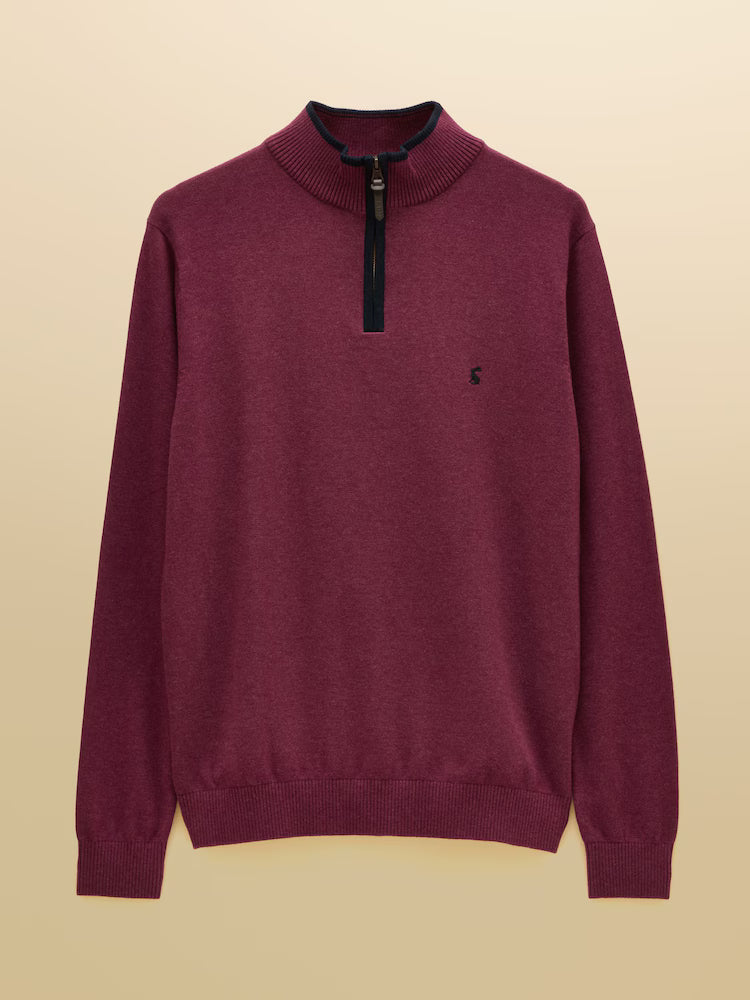 Joules Hillside Plum Quarter Zip Knitted Jumper
