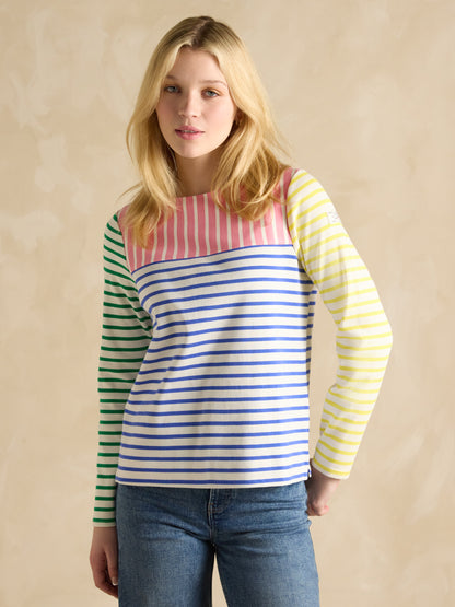 Joules Harbour Boat Neck Breton Top in Multi Hotchpotch