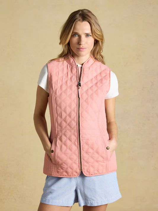 Joules Minx Pink Blue Showerproof Diamond Quilted Gilet