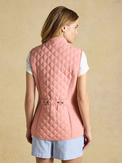 Joules Minx Pink Blue Showerproof Diamond Quilted Gilet