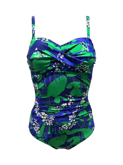 Pour Moi Santa Monica Strapless Tummy Control Swimsuit - Navy Floral
