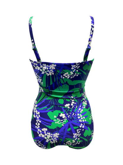 Pour Moi Santa Monica Strapless Tummy Control Swimsuit - Navy Floral