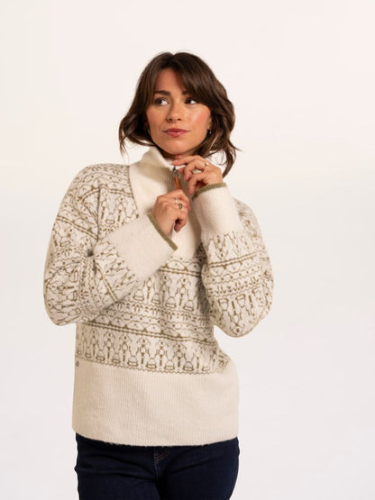 Brakeburn Ingrid Knitted Jacquard 1/4 Zip Jumper
