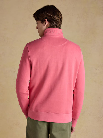 Joules Alistair Pink French Ribbed Knit Quarter Zip Sweatshirt