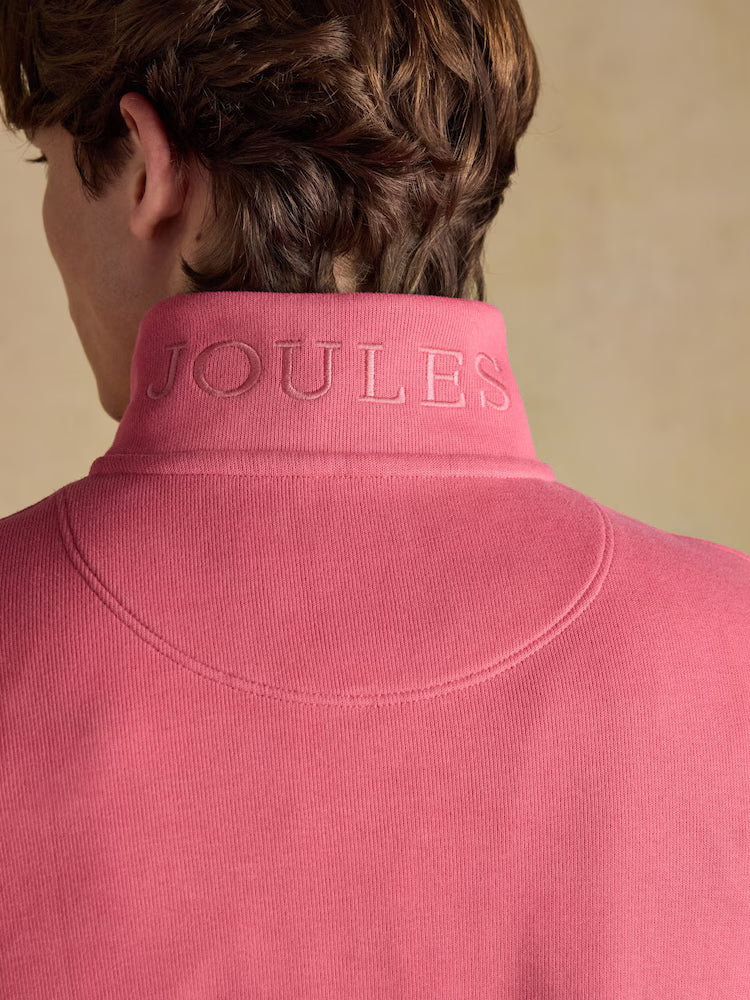 Joules Alistair Pink French Ribbed Knit Quarter Zip Sweatshirt