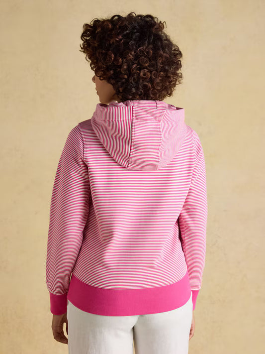Joules Rushton Pink & White Striped Cotton Hoodie