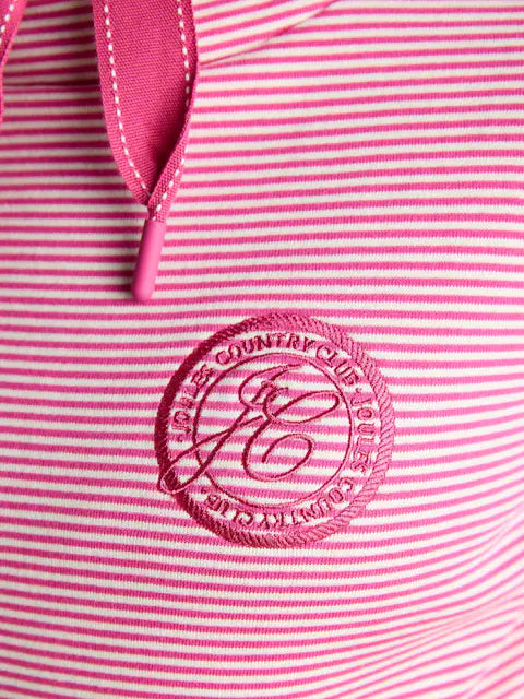 Joules Rushton Pink & White Striped Cotton Hoodie