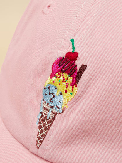 Joules Daley Baseball Cap in Pink Ice Cream