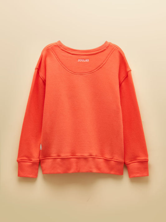 Joules Sundaze Slogan Crew Neck Sweatshirt in Orange