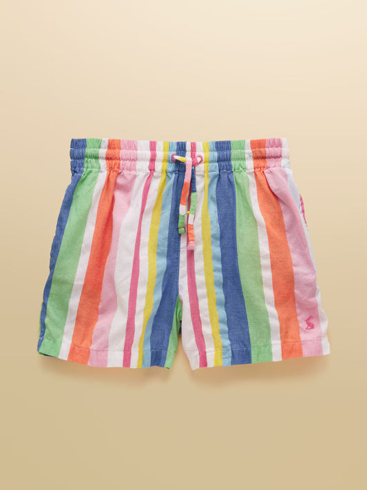 Joules Girls' Amara Multi Striped Woven Shorts