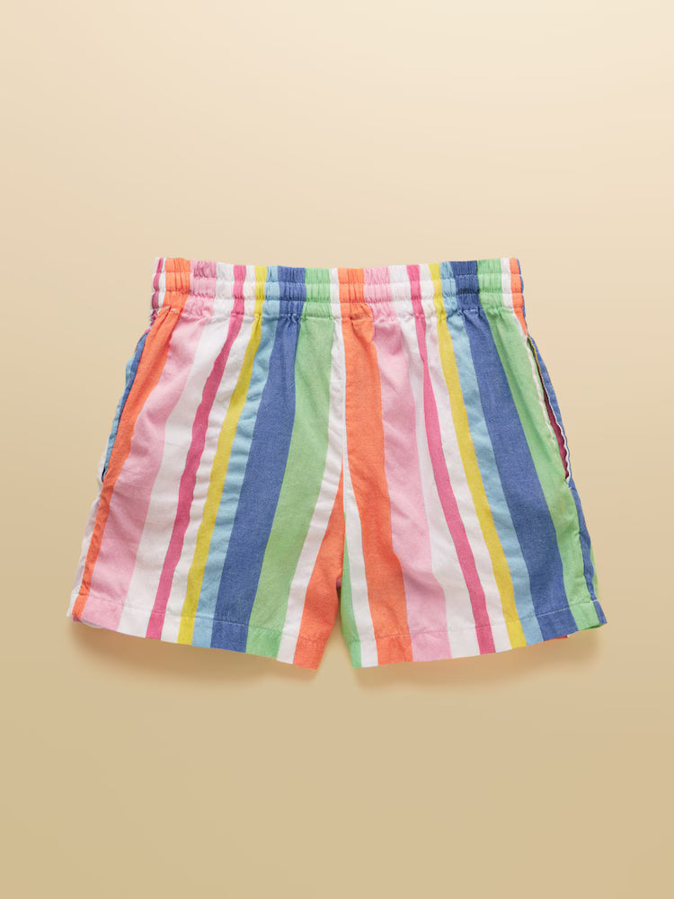 Joules Girls' Amara Multi Striped Woven Shorts