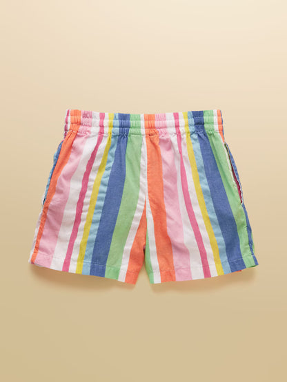 Joules Girls' Amara Multi Striped Woven Shorts