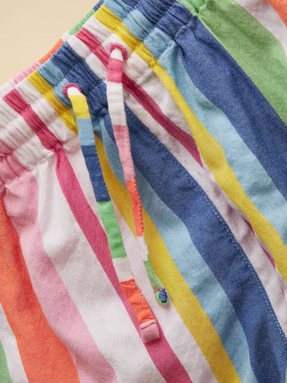 Joules Girls' Amara Multi Striped Woven Shorts
