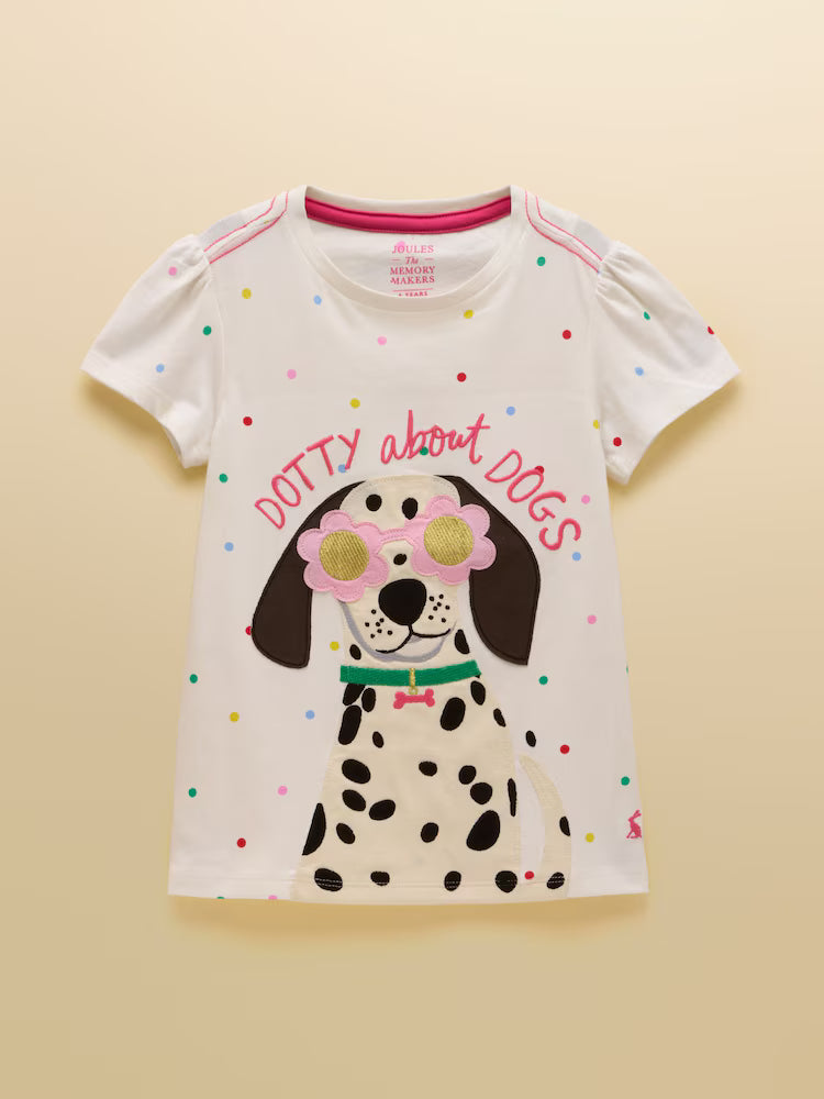 Joules Astra T-Shirt in White Dog