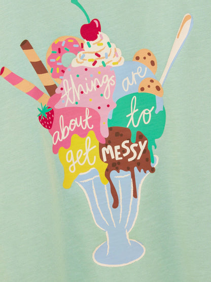 Joules Girls' Fundays Mint Green Graphic Short Sleeve T-Shirt