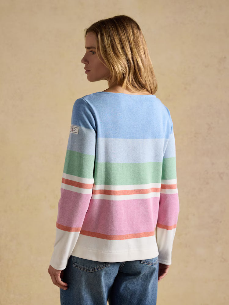 Joules Harbour Multi Stripe Boat Neck 100% Cotton Breton Top