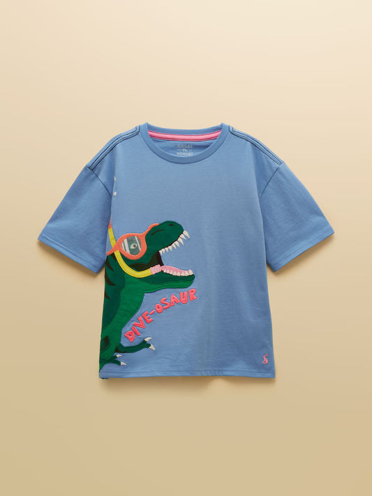Joules Archie T-Shirt in Blue Dino