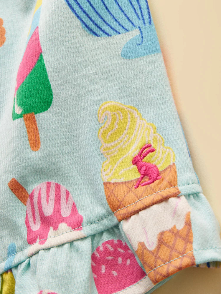 Joules Daisy Girls Frill Jersey Shorts in Blue