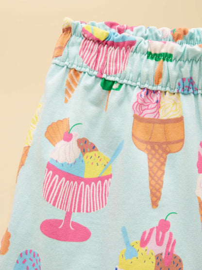 Joules Daisy Girls Frill Jersey Shorts in Blue