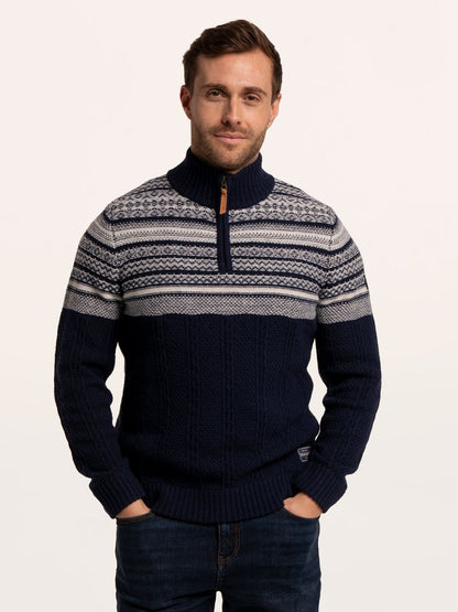 Brakeburn Crossharbour Fairisle 1/2 Neck Knitted Jumper