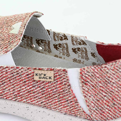 Kick Back Couch Classic Woven Canvas Oat Red