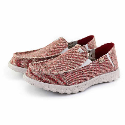 Kick Back Couch Classic Woven Canvas Oat Red